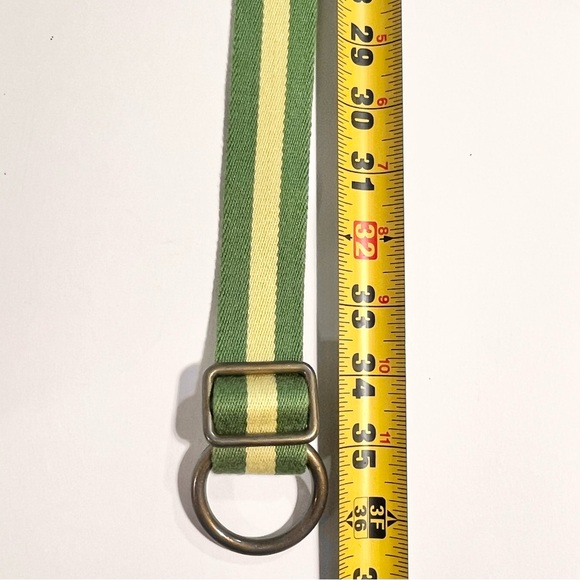 JCrew preppy cotton canvas belt stripe bronze d ring clasp unisex casual sporty - Picture 10 of 12